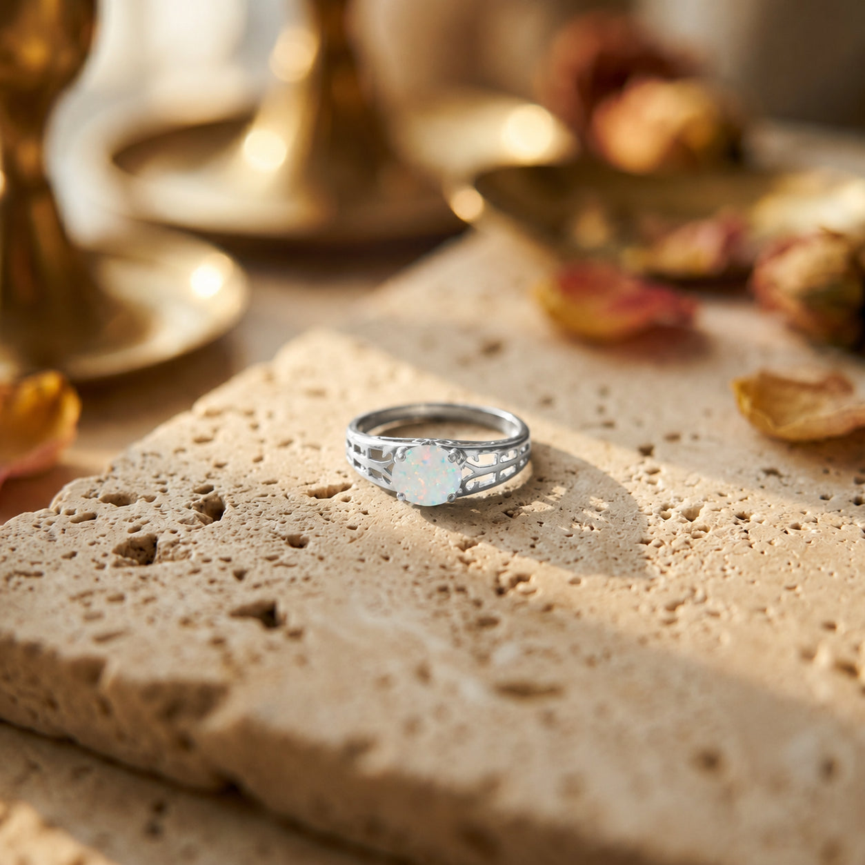 White Gold Grace Ring Emerald 10K — Nilde