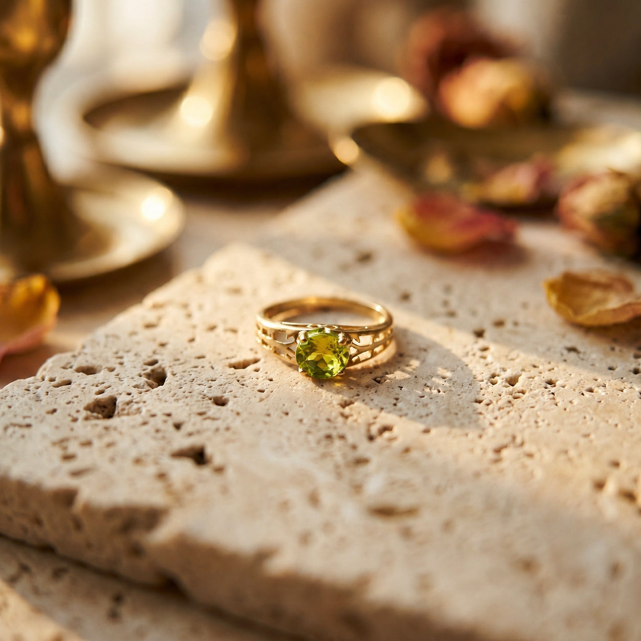 Yellow Gold Grace Ring Pink Topaz 10K — Nilde