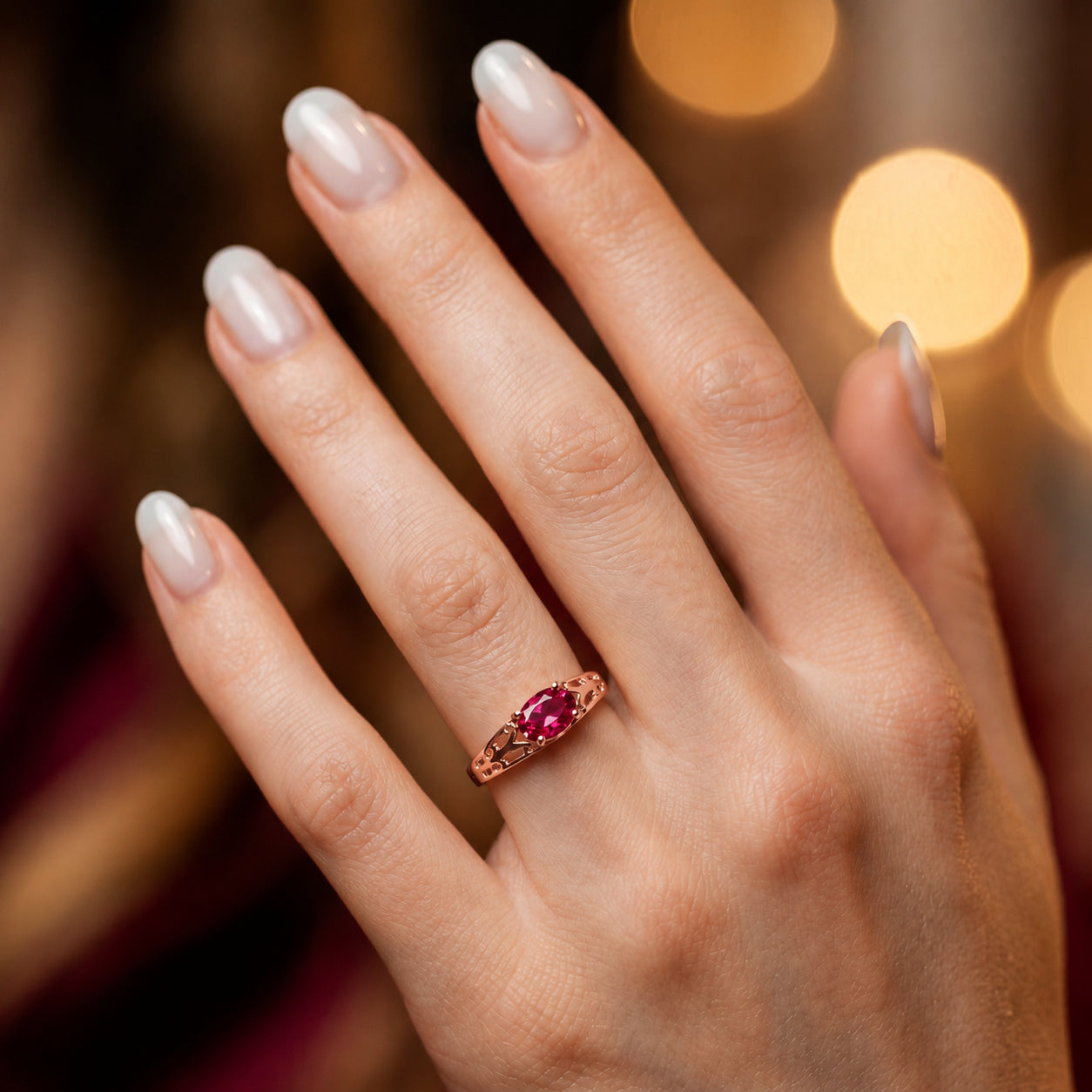 Rose Gold Grace Ring Peridot 10K — Nilde