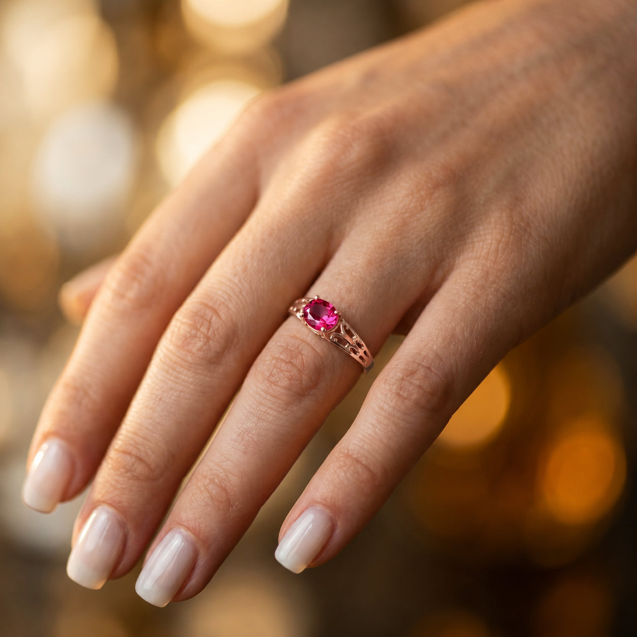 Rose Gold Grace Ring Peridot 10K — Nilde