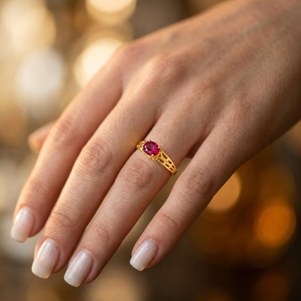 Yellow Gold Grace Ring Peridot 10K — Nilde