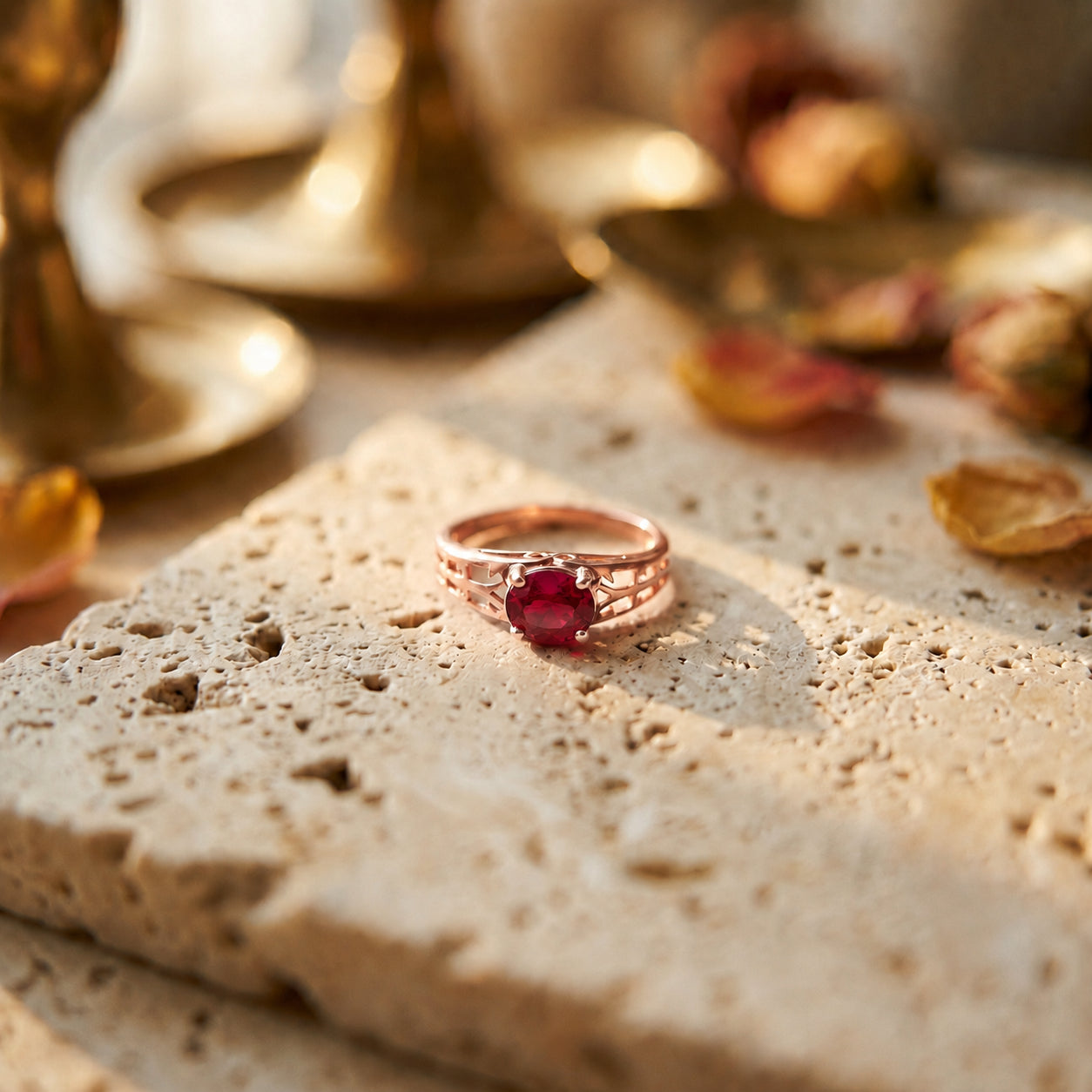 Rose Gold Grace Ring Garnet 10K — Nilde