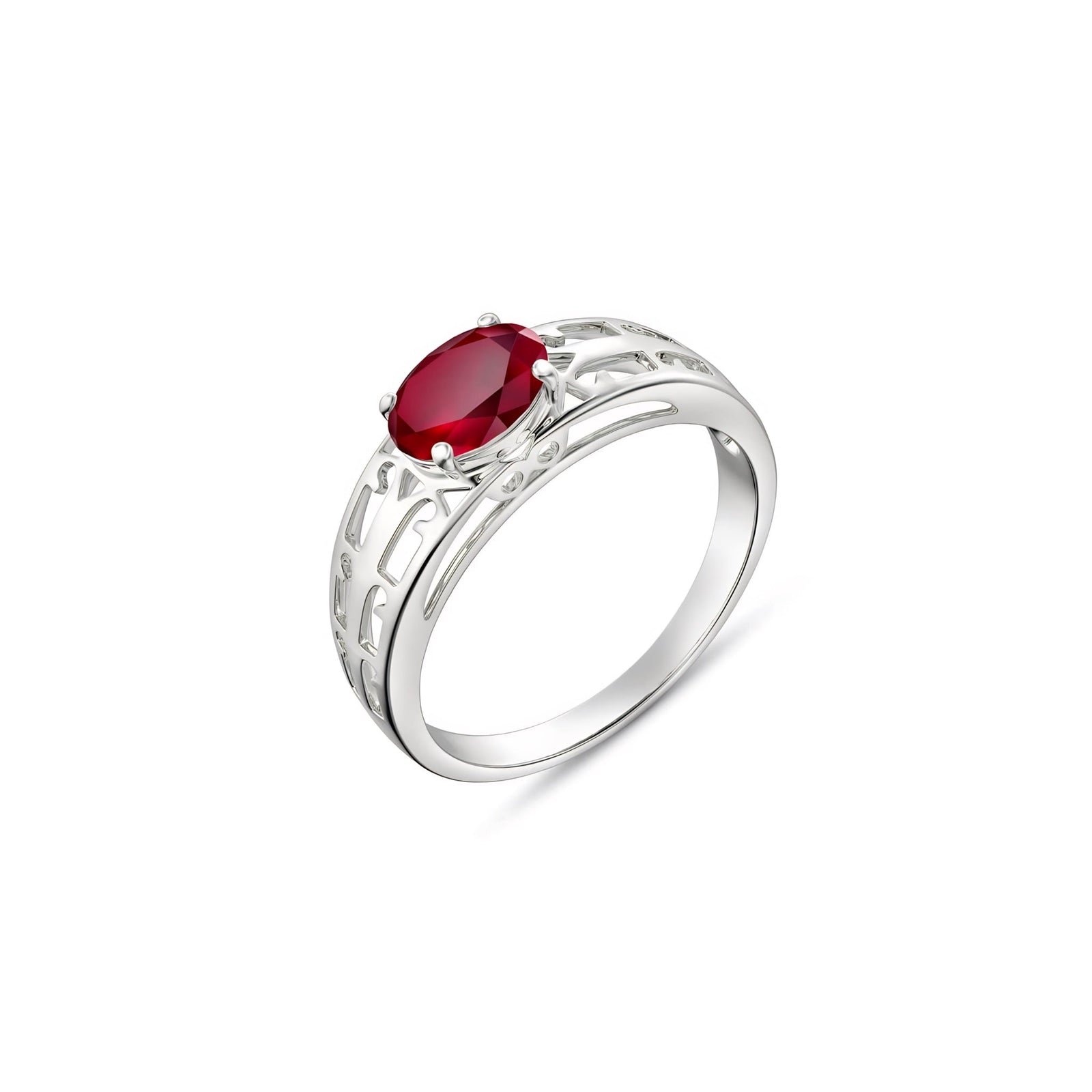 White Gold Grace Ring Garnet 10K — Nilde