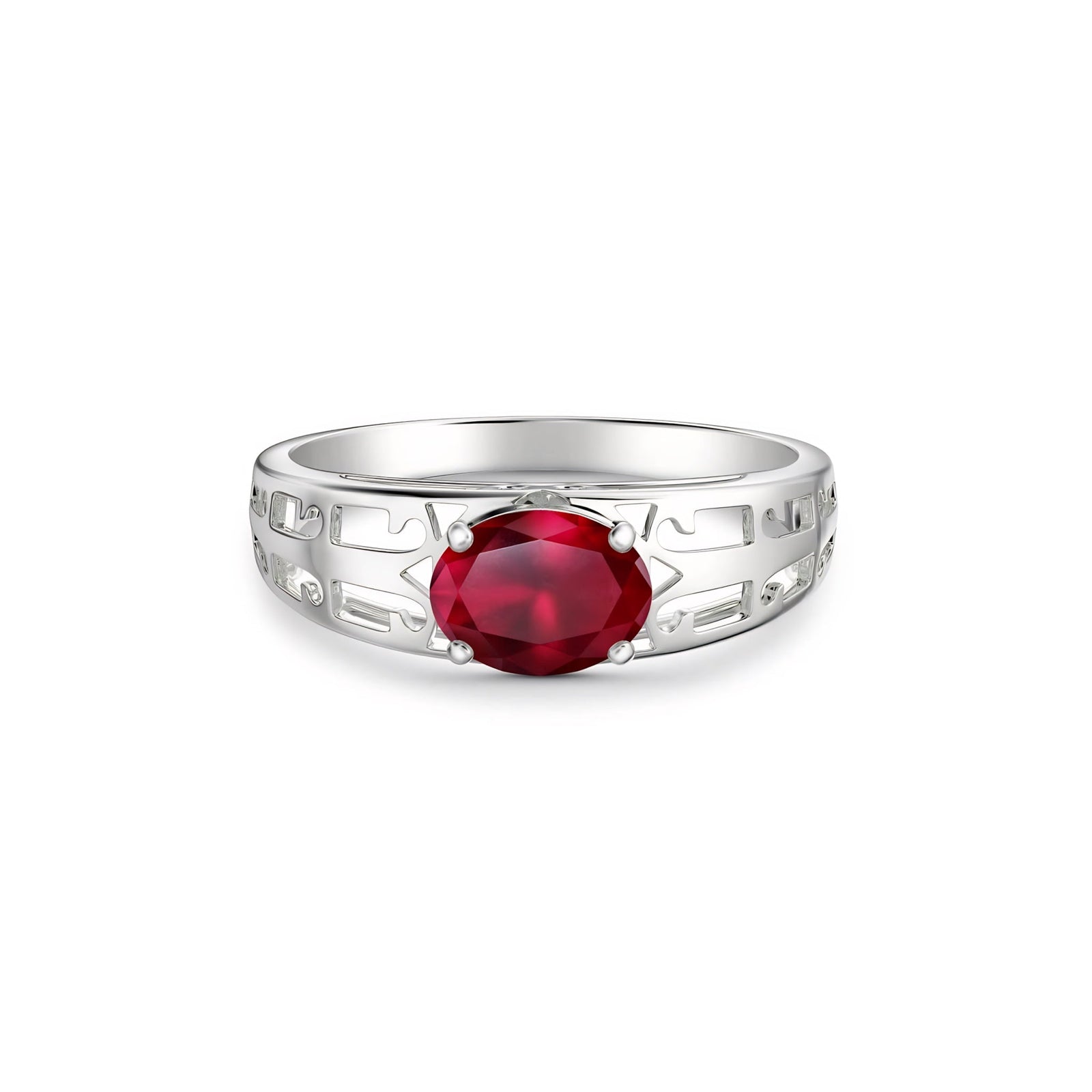 White Gold Grace Ring Garnet 10K — Nilde