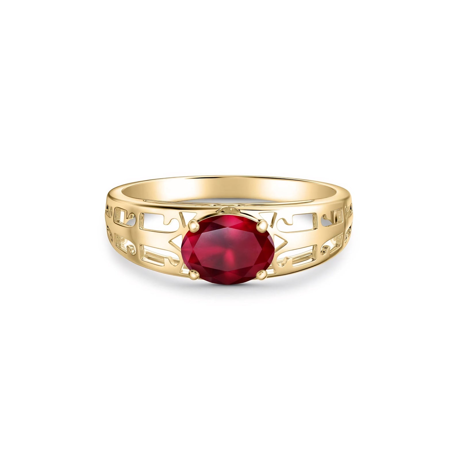 Yellow Gold Grace Ring Garnet 10K — Nilde