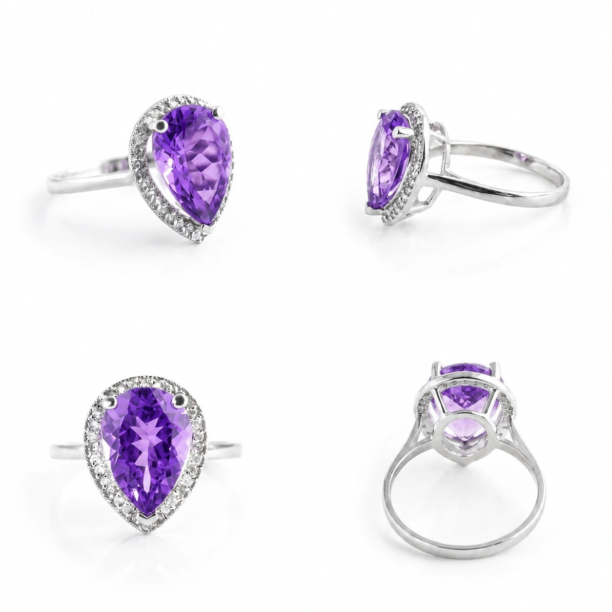 White Gold Celeste Ring Amethyst 10K — Cosima