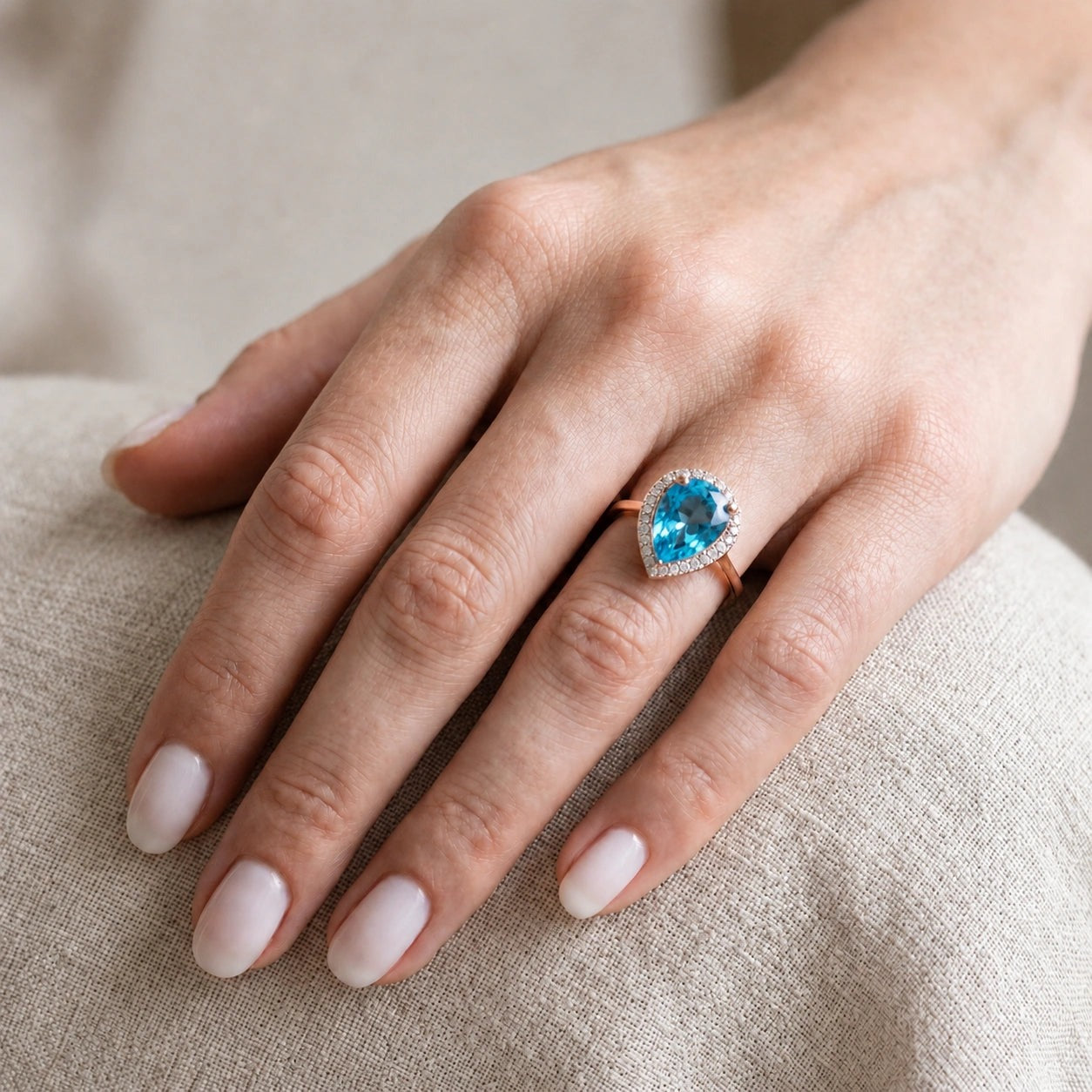 Rose Gold Celeste Ring Blue Topaz 10K — Cosima