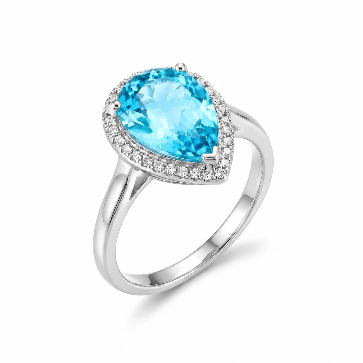 White Gold Celeste Ring Blue Topaz 10K — Cosima