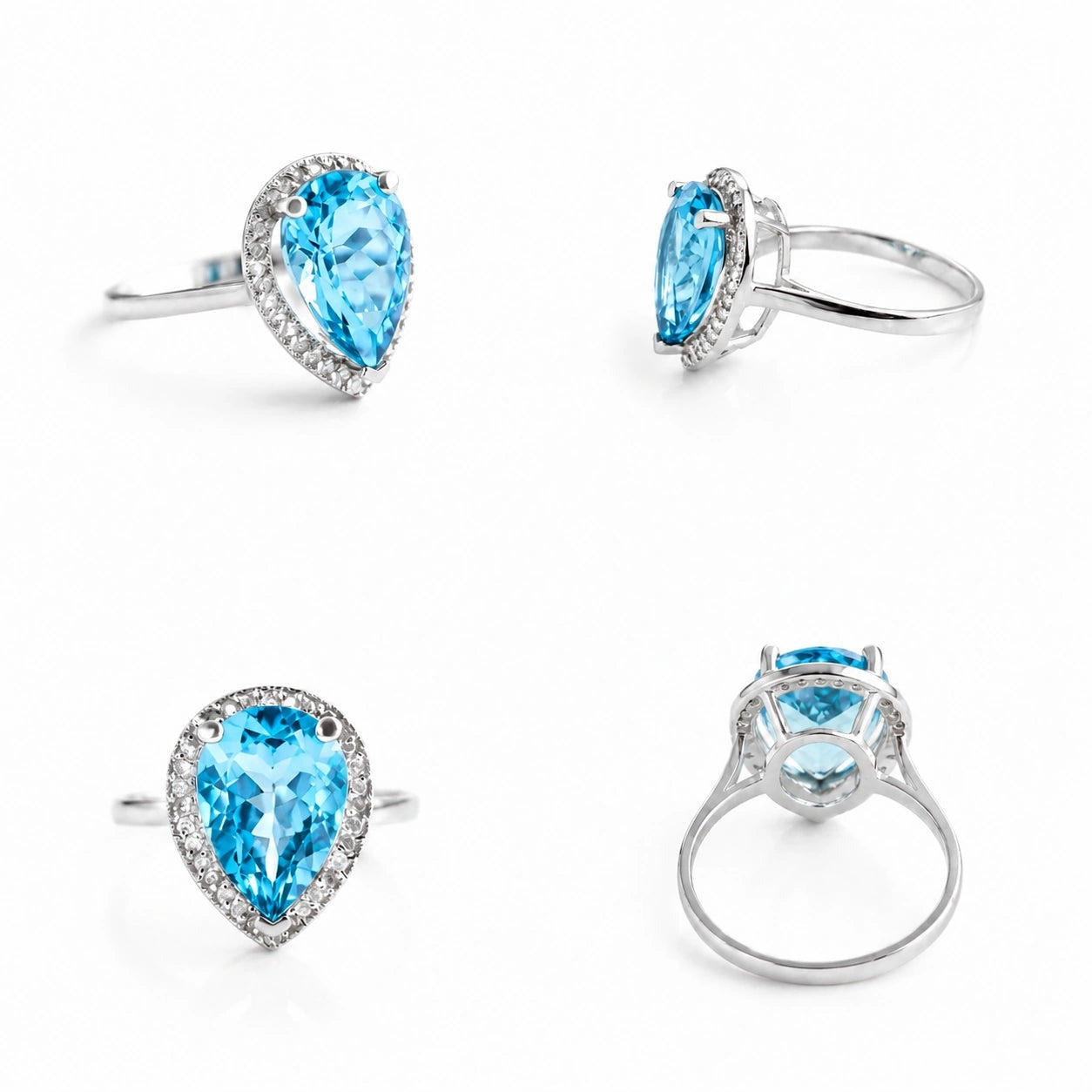 White Gold Celeste Ring Blue Topaz 10K — Cosima