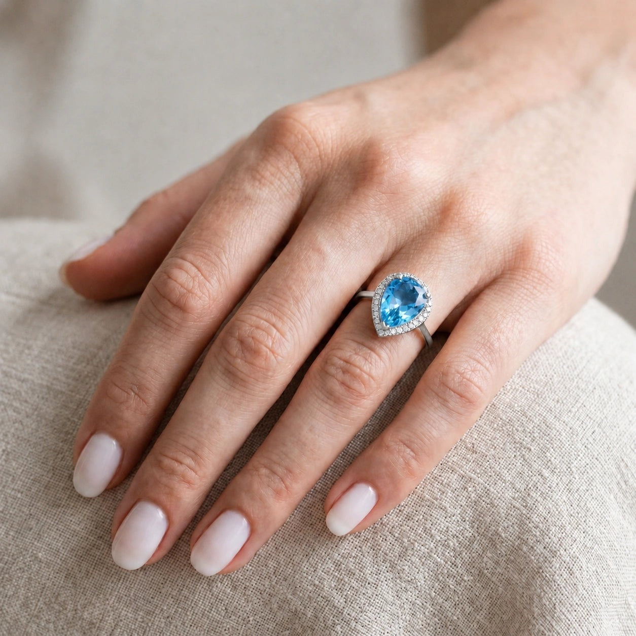 White Gold Celeste Ring Blue Topaz 10K — Cosima