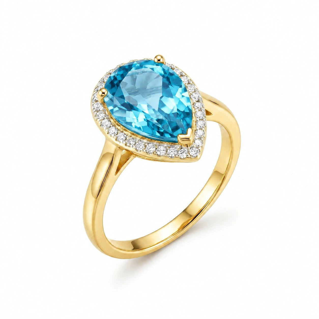 Yellow Gold Celeste Ring Blue Topaz 10K — Cosima
