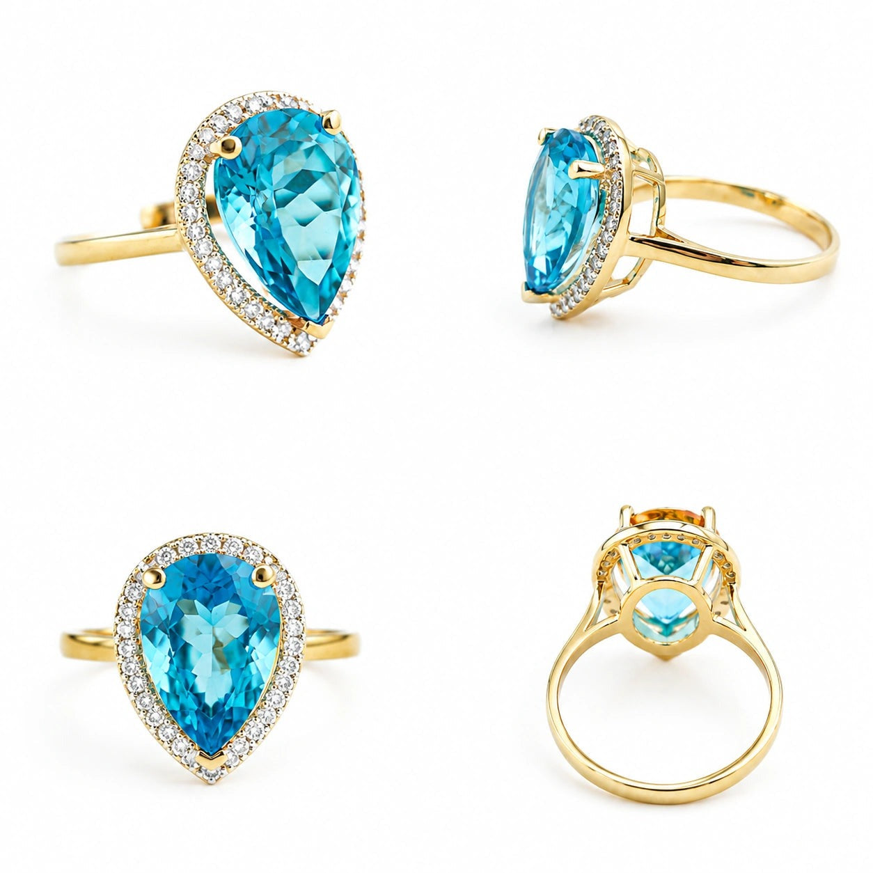 Yellow Gold Celeste Ring Blue Topaz 10K — Cosima