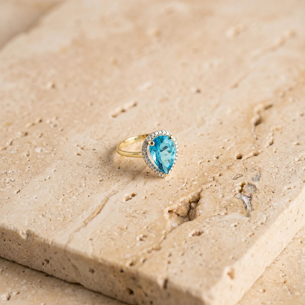 Yellow Gold Celeste Ring Blue Topaz 10K — Cosima