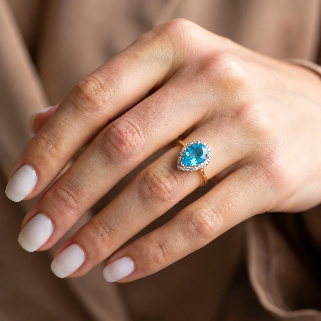 Yellow Gold Celeste Ring Blue Topaz 10K — Cosima