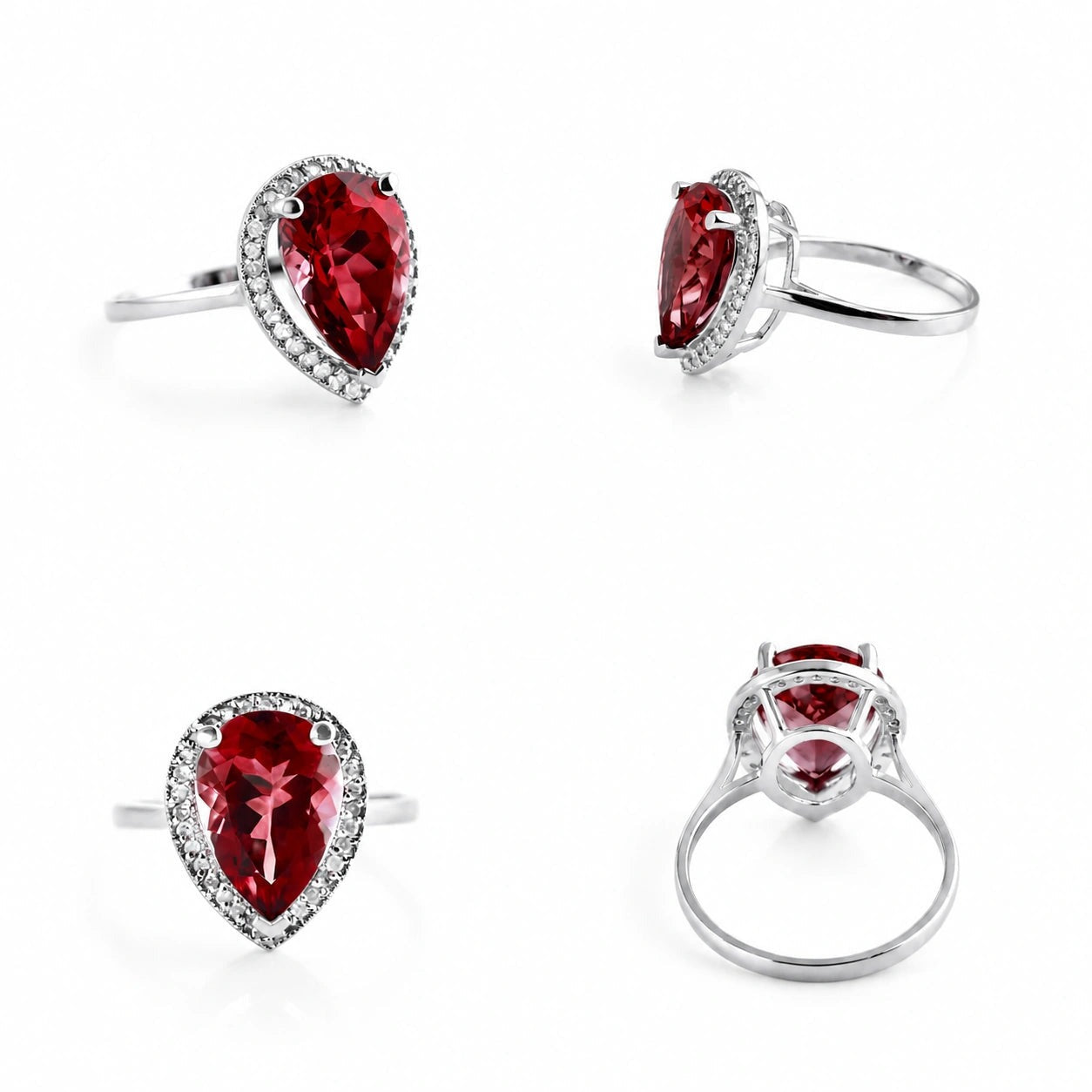 White Gold Celeste Ring Garnet 10K — Cosima