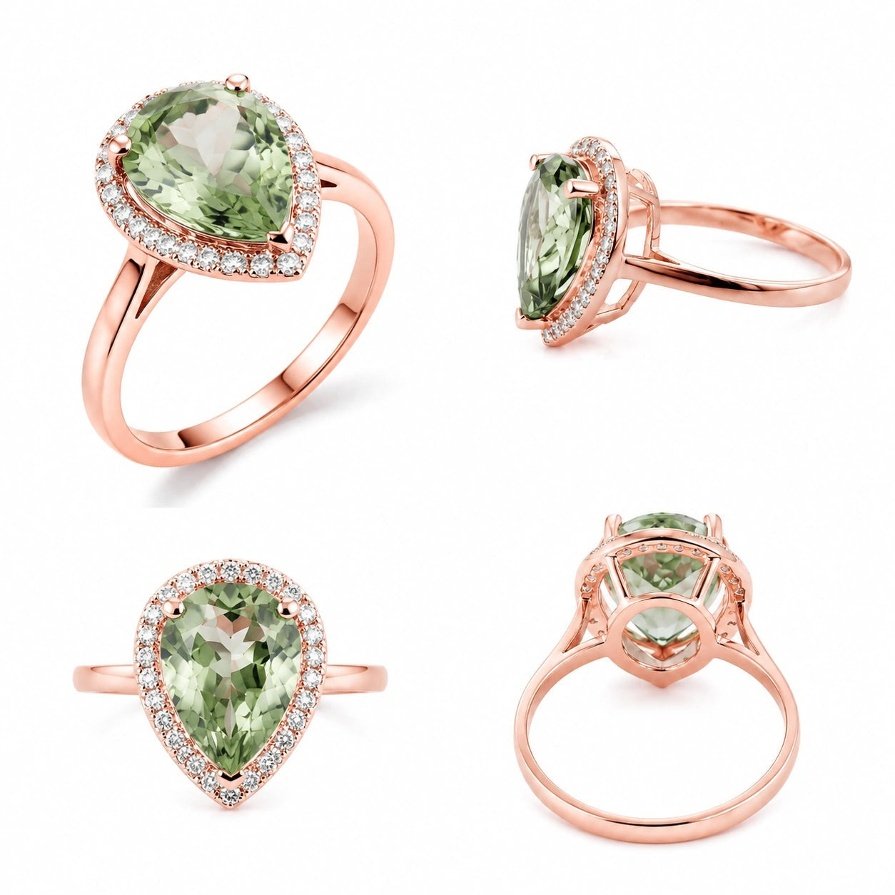 Rose Gold Celeste Ring Green Amethyst 10K — Cosima