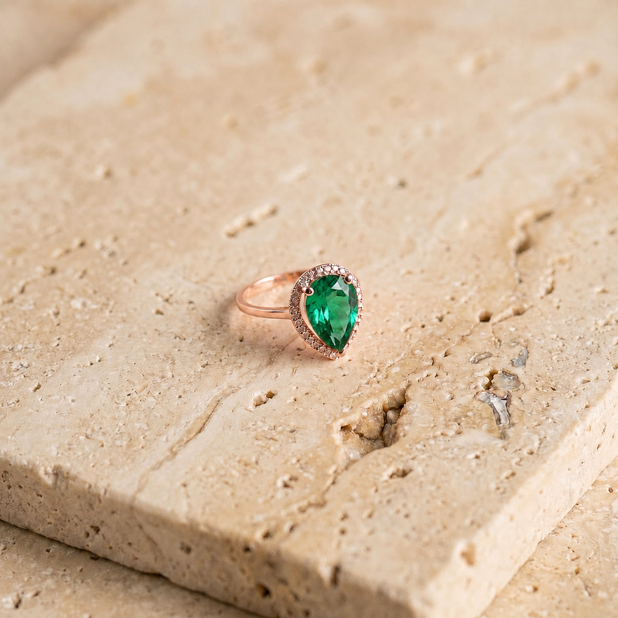 Rose Gold Celeste Ring Green Amethyst 10K — Cosima