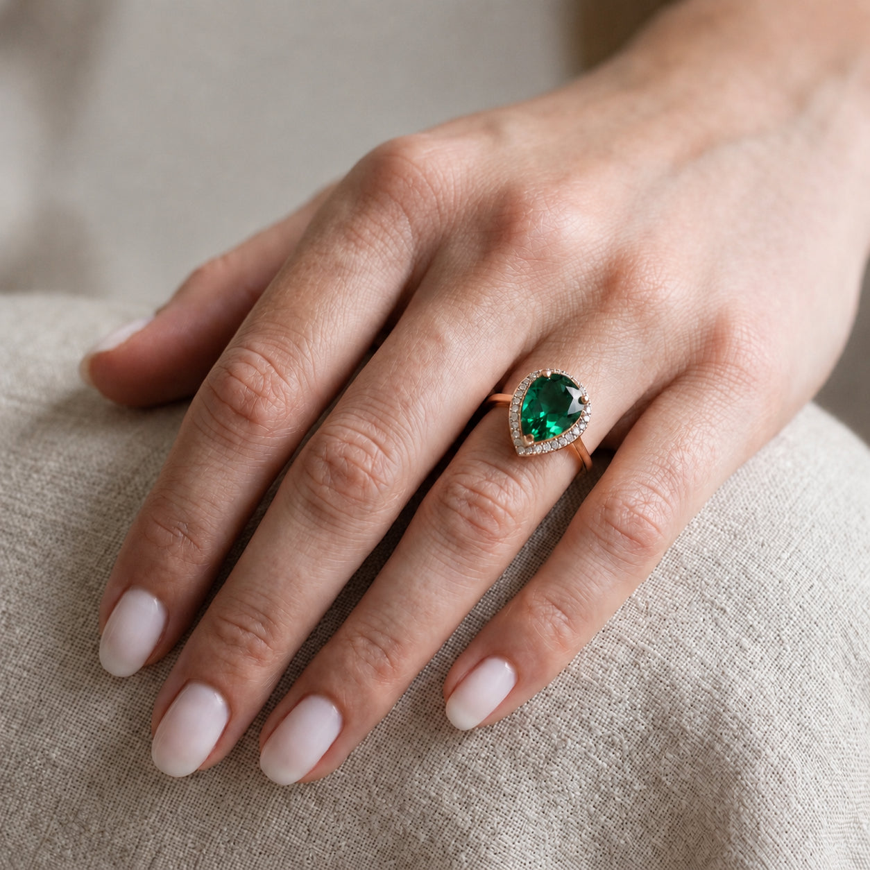 Rose Gold Celeste Ring Green Amethyst 10K — Cosima