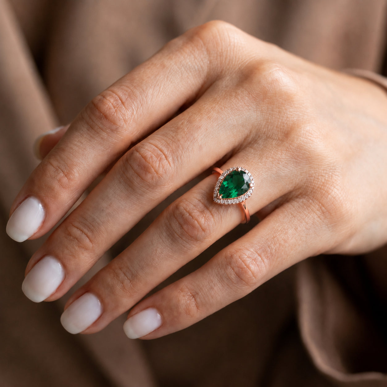 Rose Gold Celeste Ring Green Amethyst 10K — Cosima