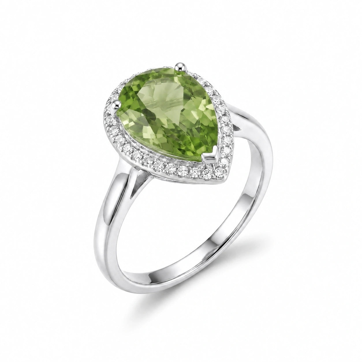 White Gold Celeste Ring Green Amethyst 10K — Cosima