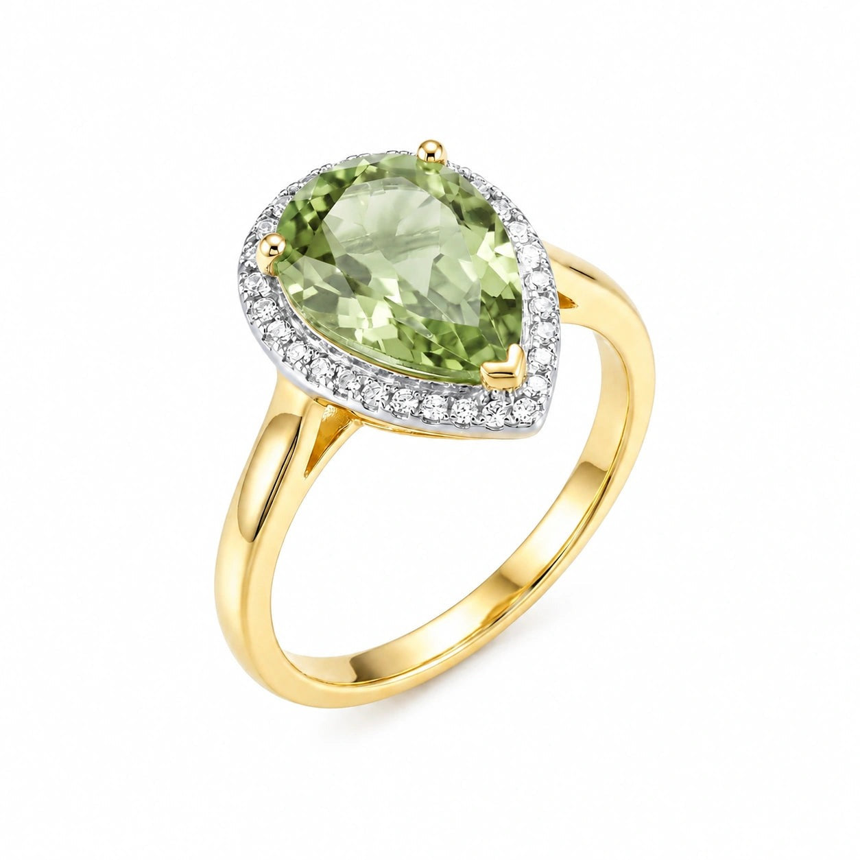 Yellow Gold Celeste Ring Green Amethyst 10K — Cosima
