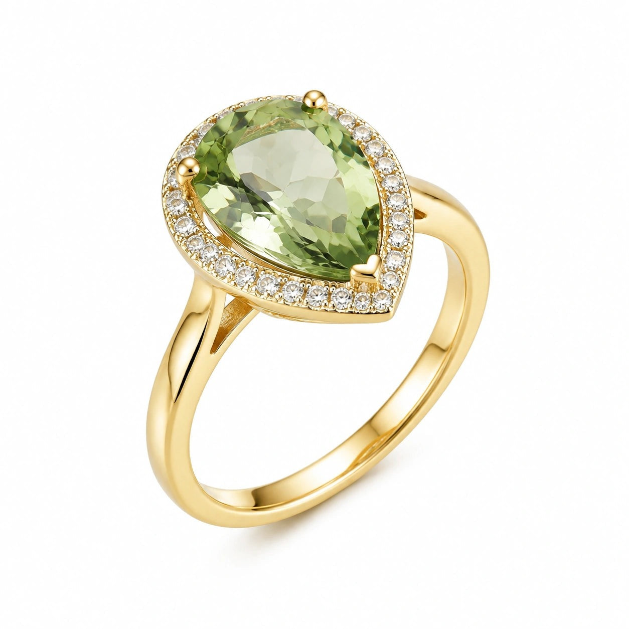 Yellow Gold Celeste Ring Green Amethyst 10K — Cosima