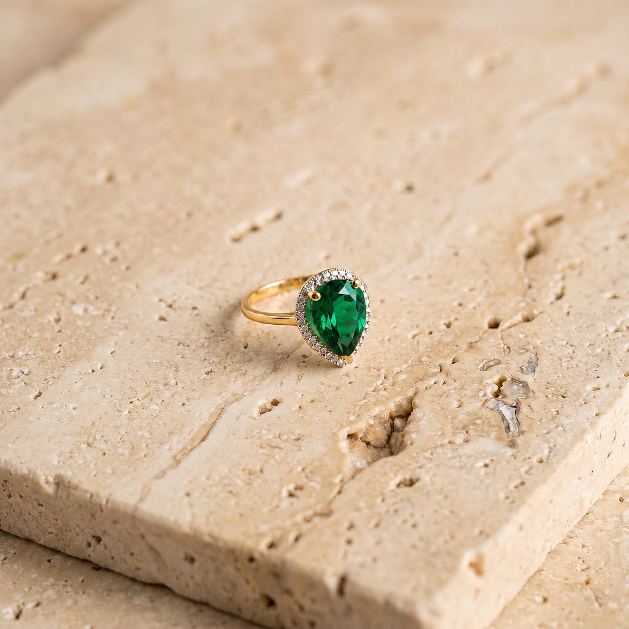 Yellow Gold Celeste Ring Green Amethyst 10K — Cosima
