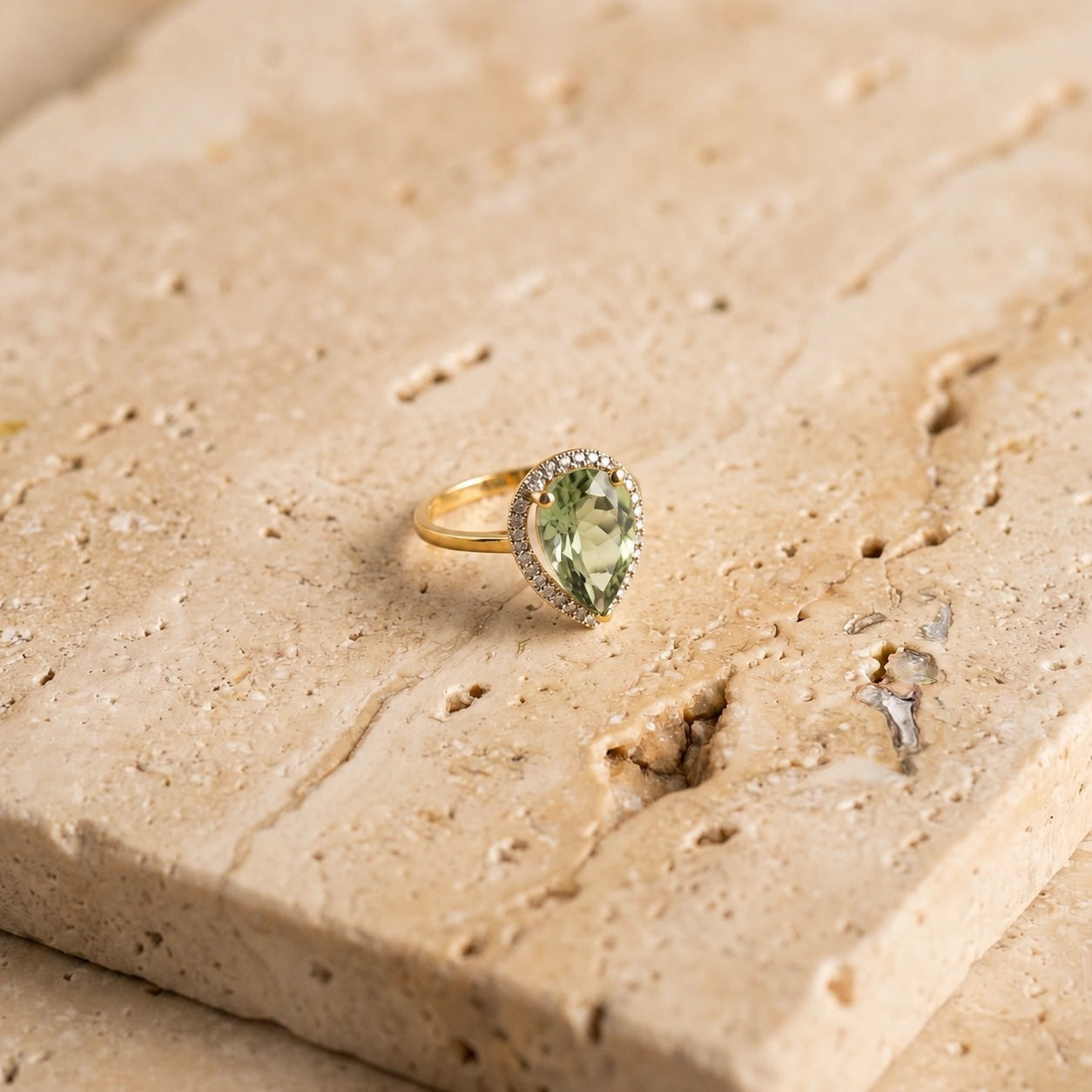 Yellow Gold Celeste Ring Green Amethyst 10K — Cosima