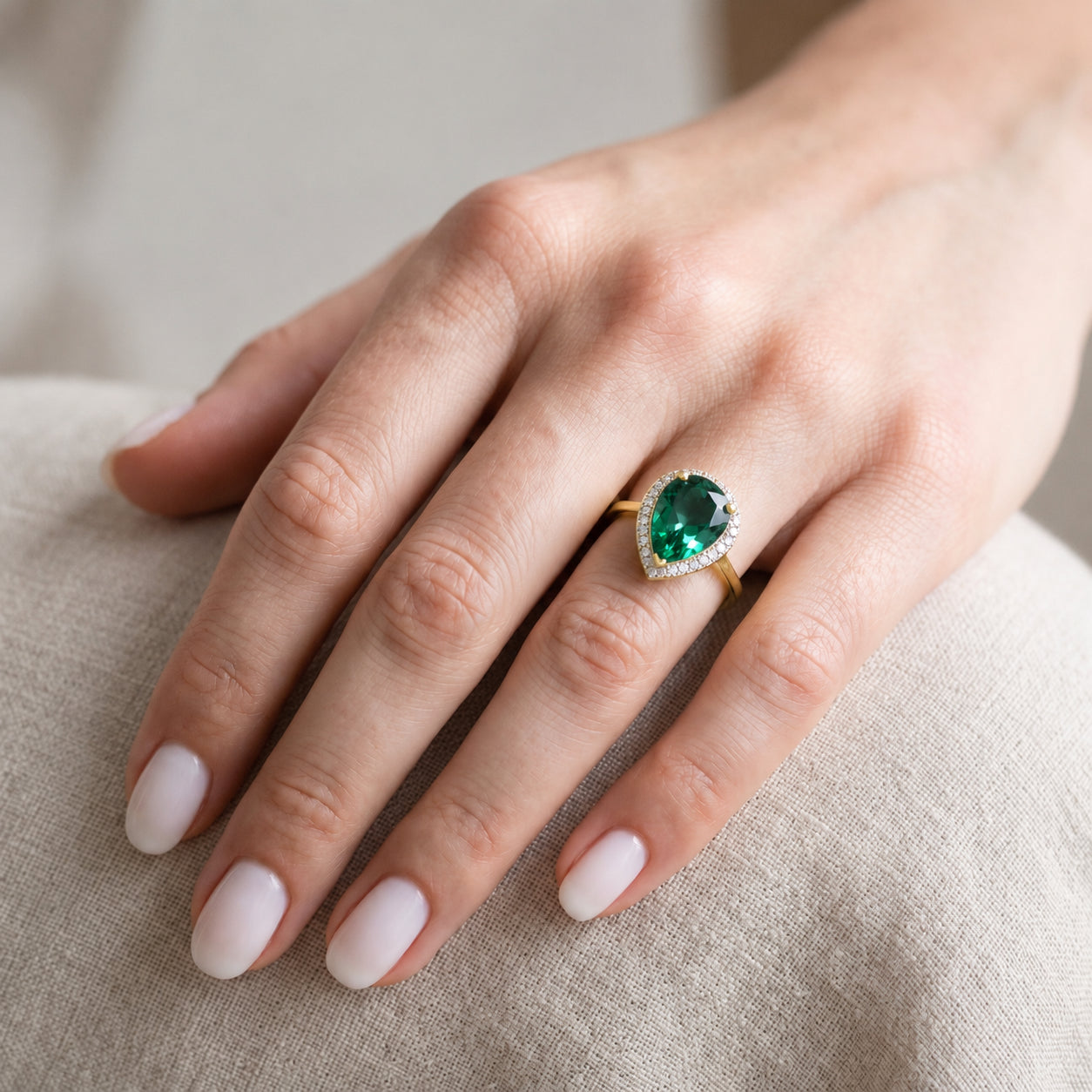 Yellow Gold Celeste Ring Green Amethyst 10K — Cosima