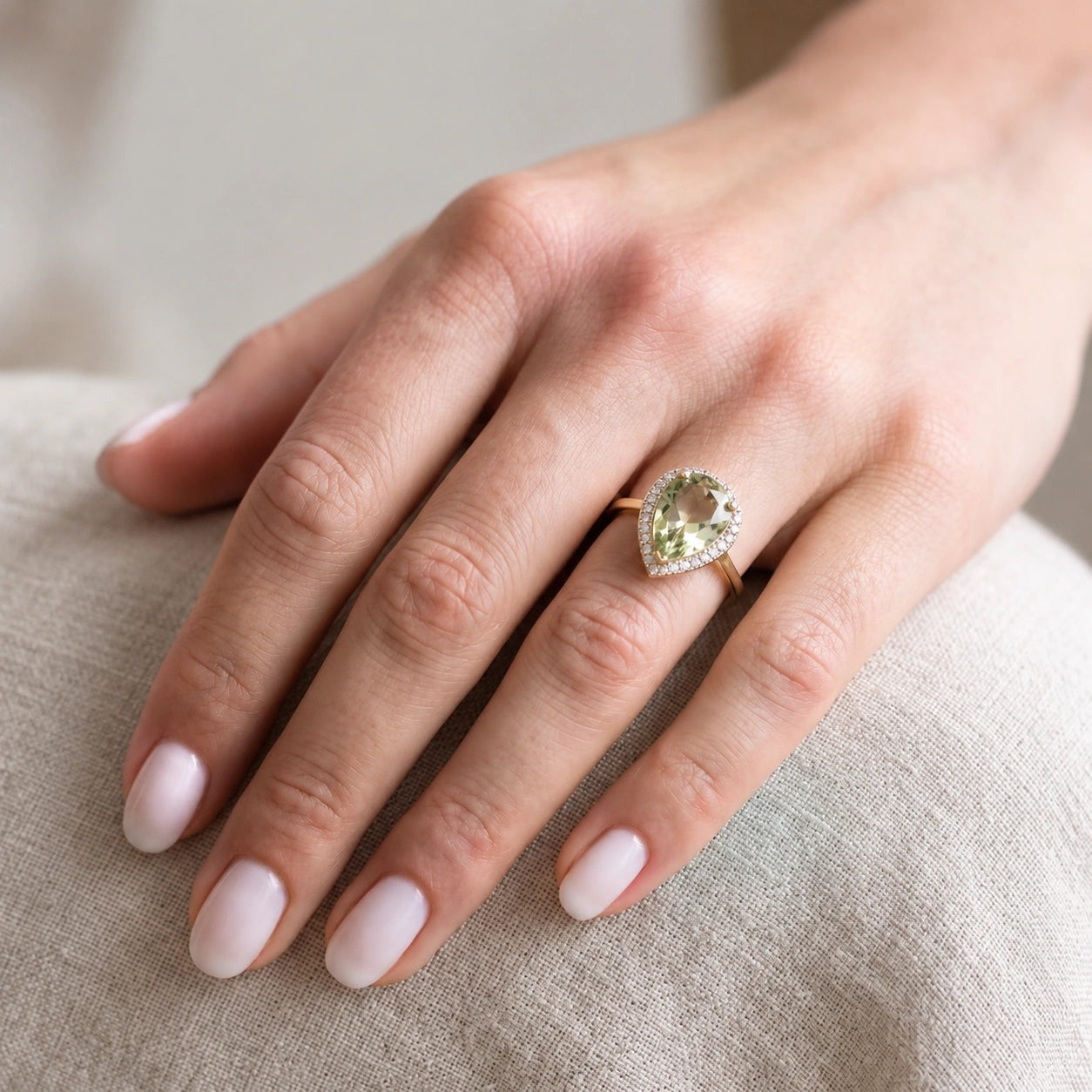 Yellow Gold Celeste Ring Green Amethyst 10K — Cosima
