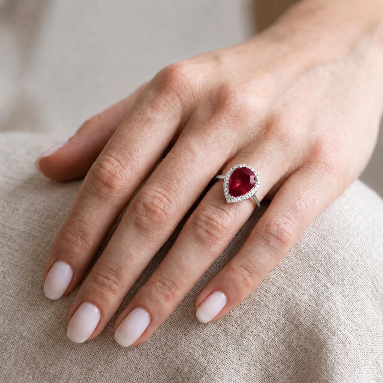 White Gold Celeste Ring Ruby 10K — Cosima