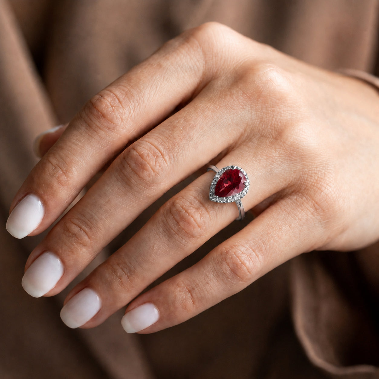 White Gold Celeste Ring Ruby 10K — Cosima