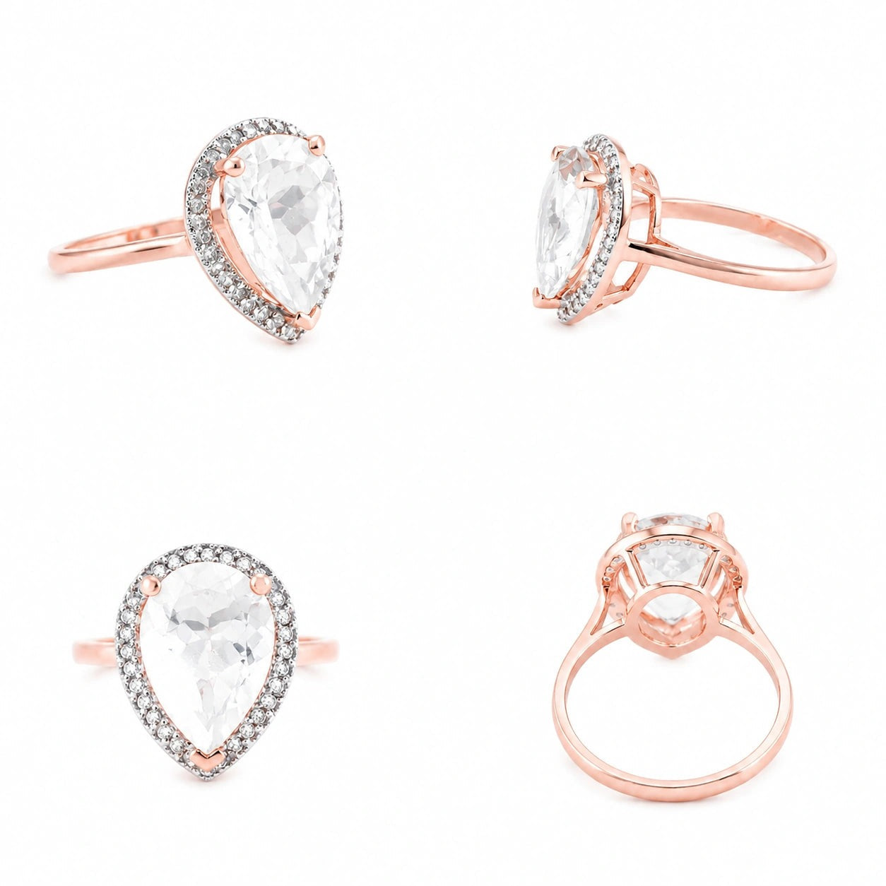 Rose Gold Celeste Ring White Topaz 10K — Cosima