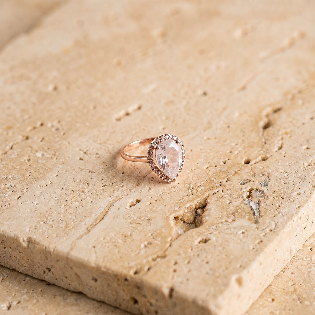 Rose Gold Celeste Ring White Topaz 10K — Cosima