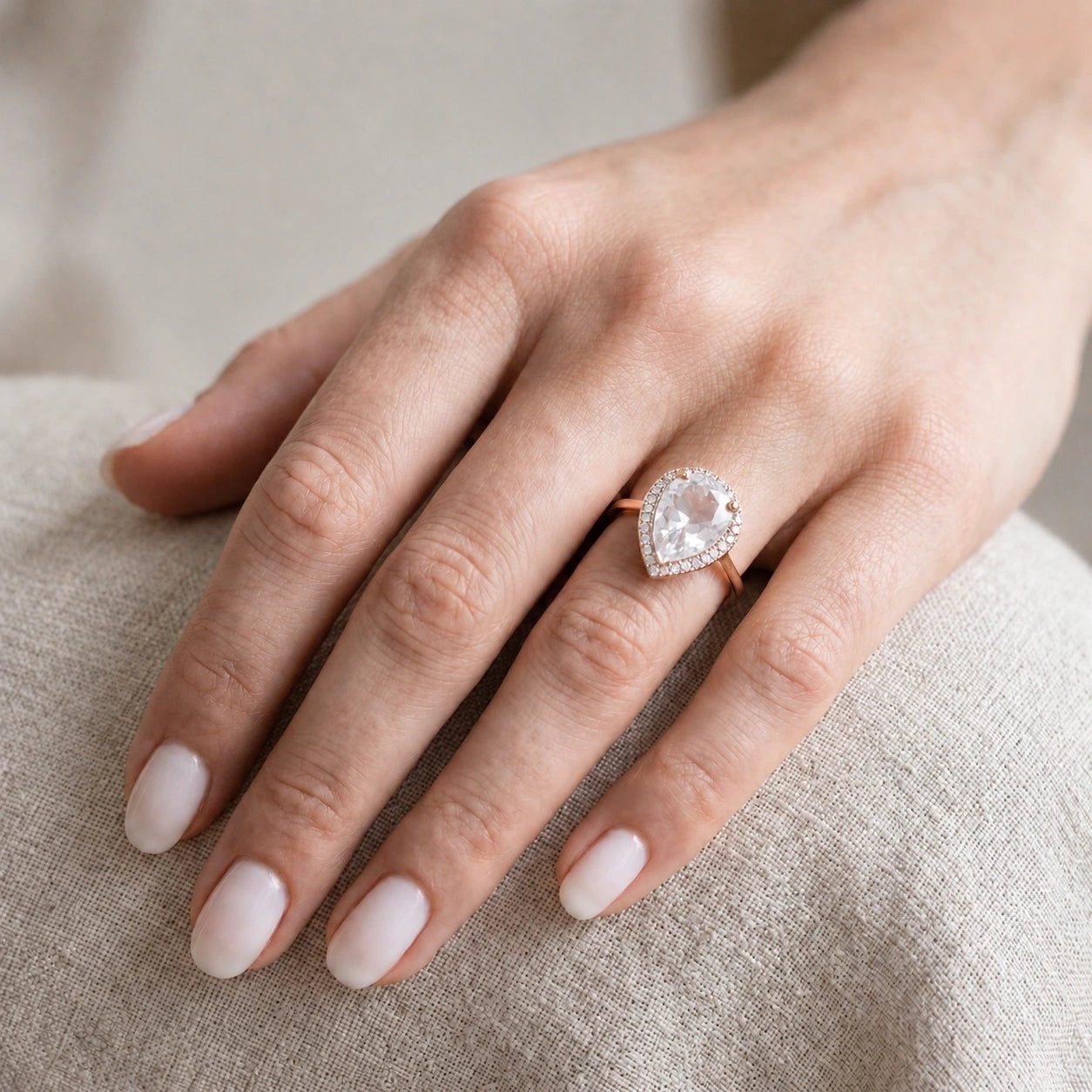 Rose Gold Celeste Ring White Topaz 10K — Cosima
