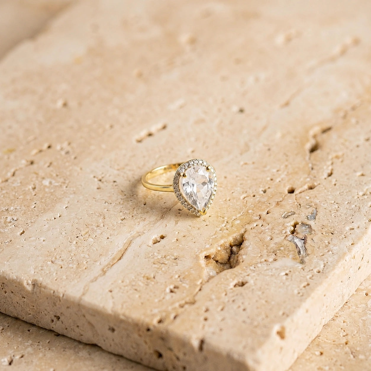 Yellow Gold Celeste Ring White Topaz 10K — Cosima