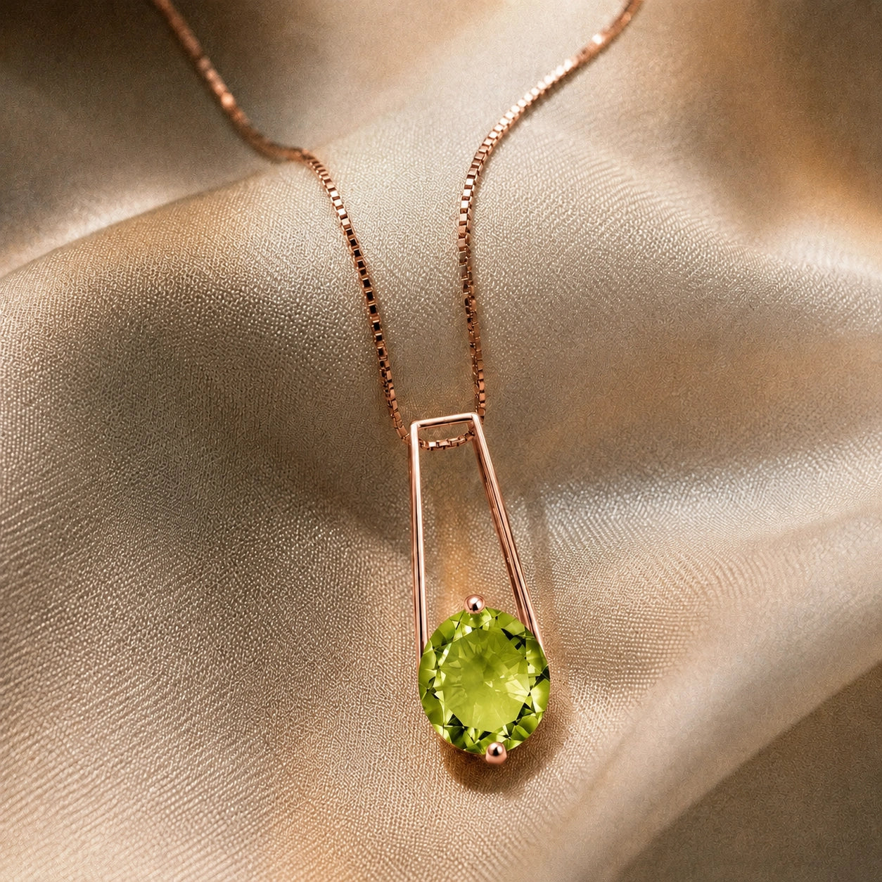 Rose Gold Bloom Necklace Peridot 10K — Bruna