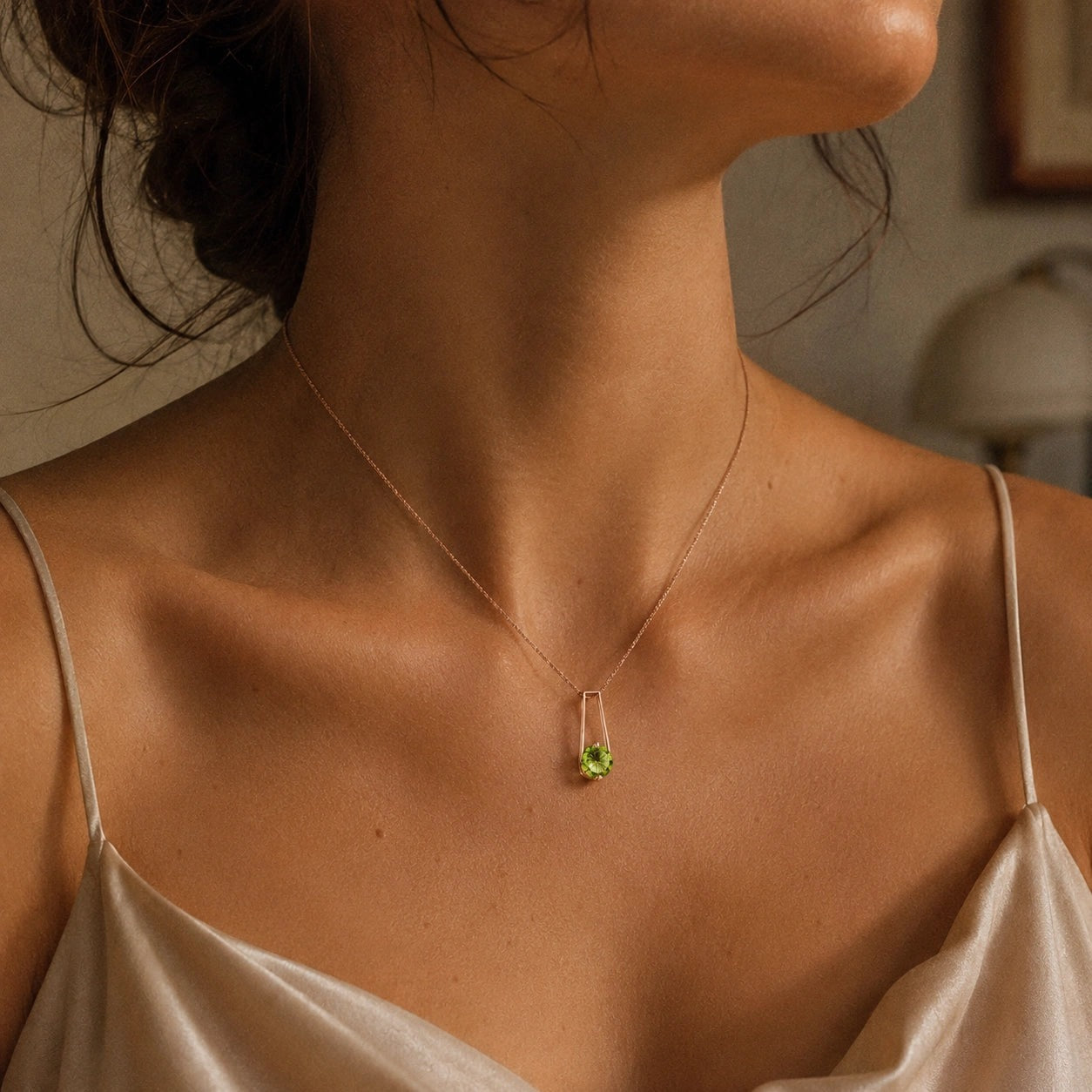 Rose Gold Bloom Necklace Peridot 10K — Bruna