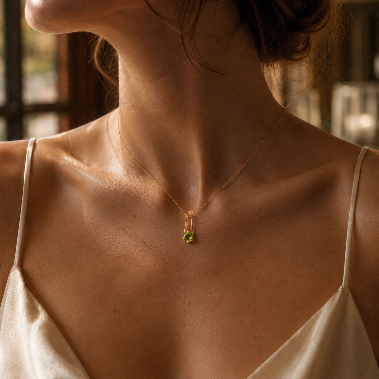 Yellow Gold Bloom Necklace Peridot 10K — Bruna