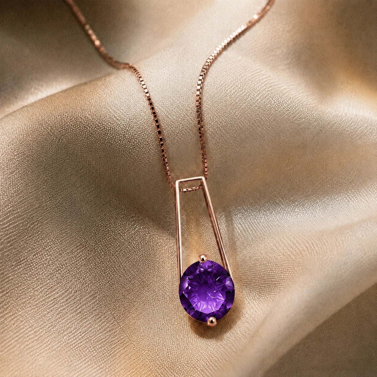 Rose Gold Bloom Necklace Amethyst 10K — Bruna