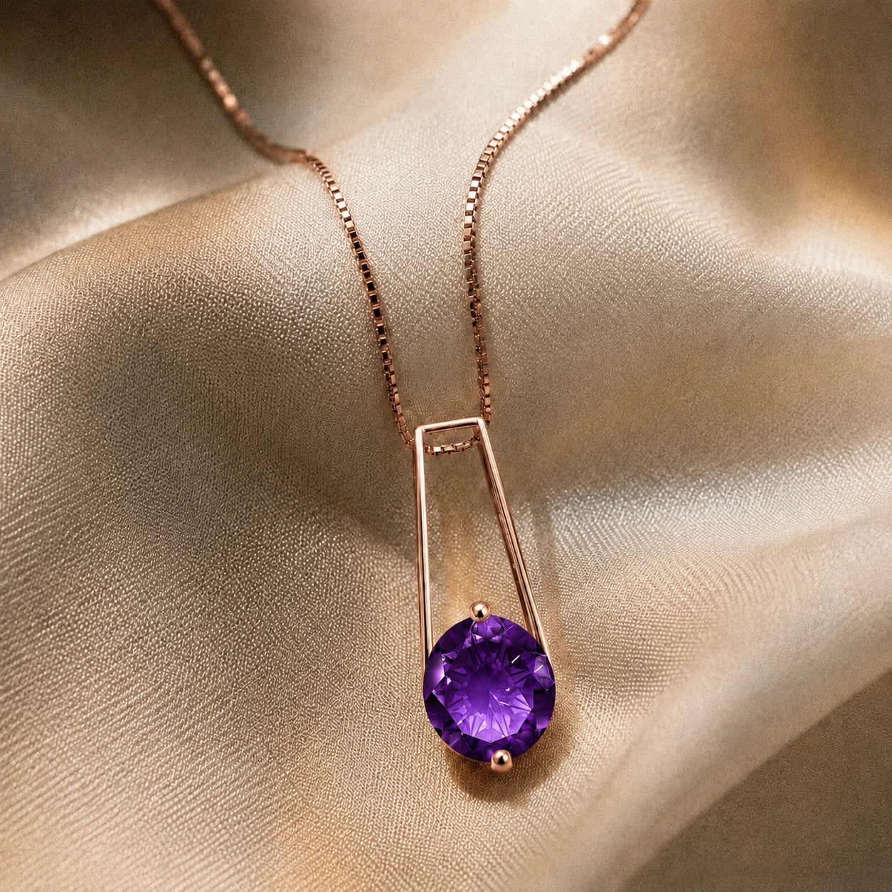 Rose Gold Bloom Necklace Amethyst 10K — Bruna