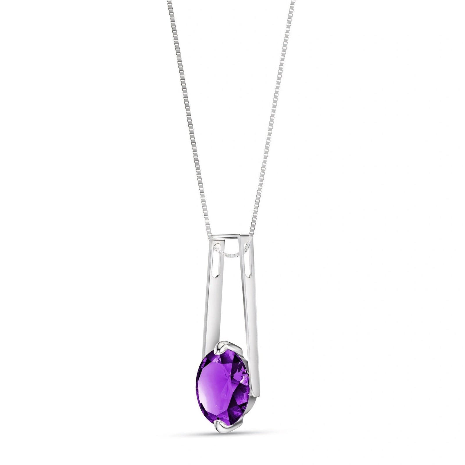 White Gold Bloom Necklace Amethyst 10K — Bruna