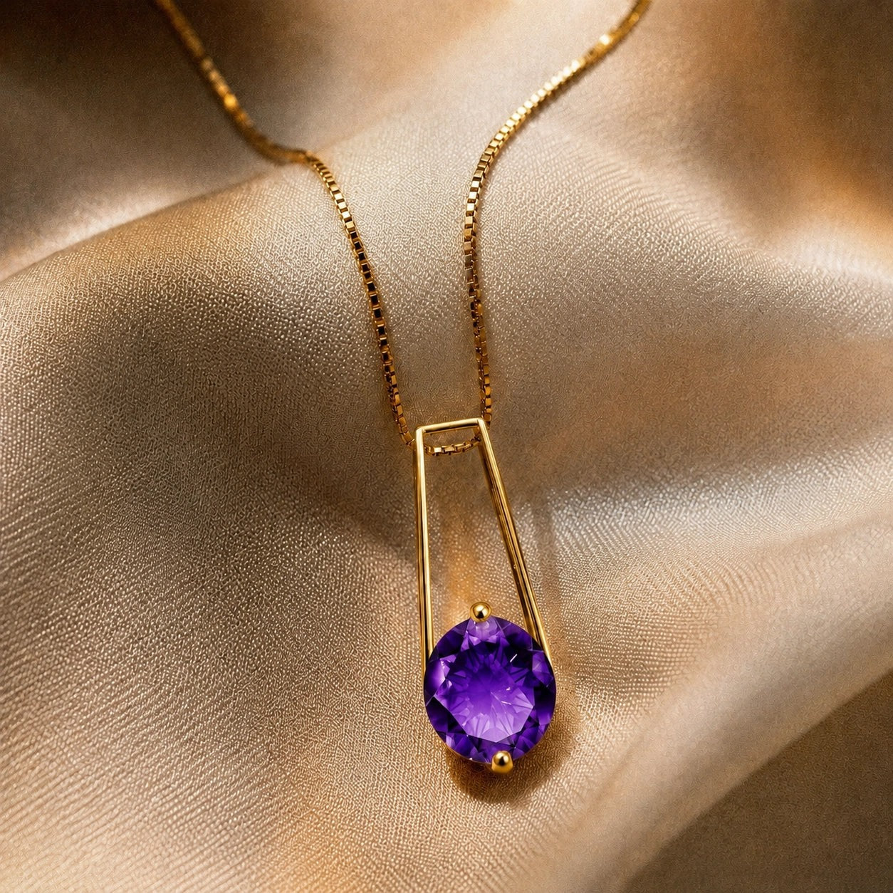 Yellow Gold Bloom Necklace Amethyst 10K — Bruna