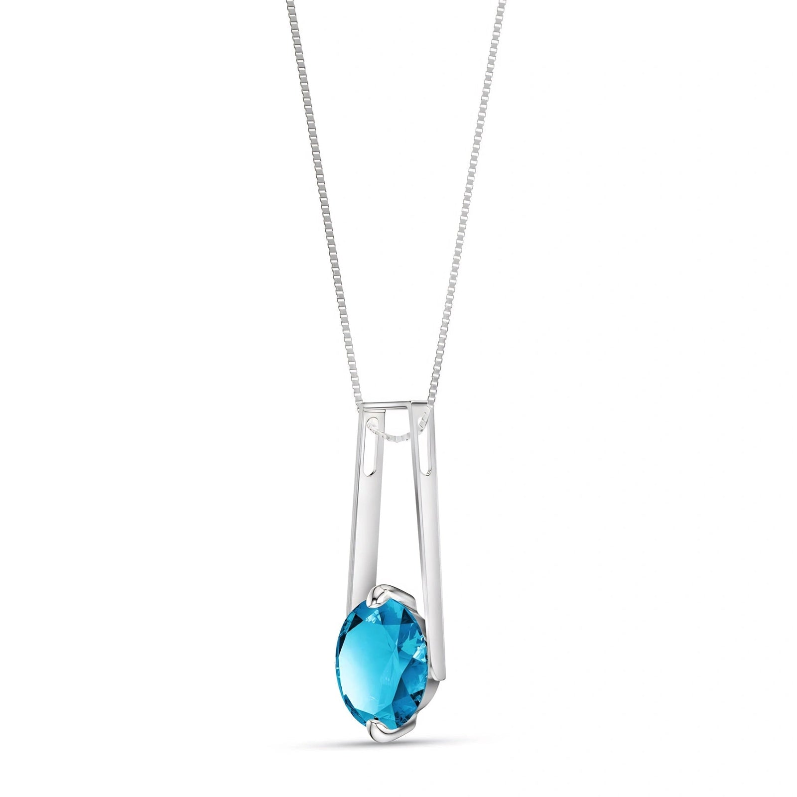 White Gold Bloom Necklace Blue Topaz 10K — Bruna