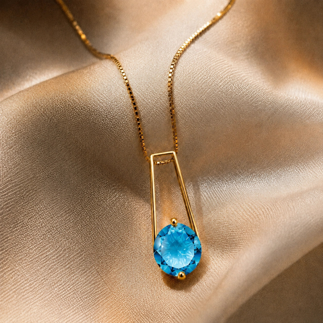 Yellow Gold Bloom Necklace Blue Topaz 10K — Bruna