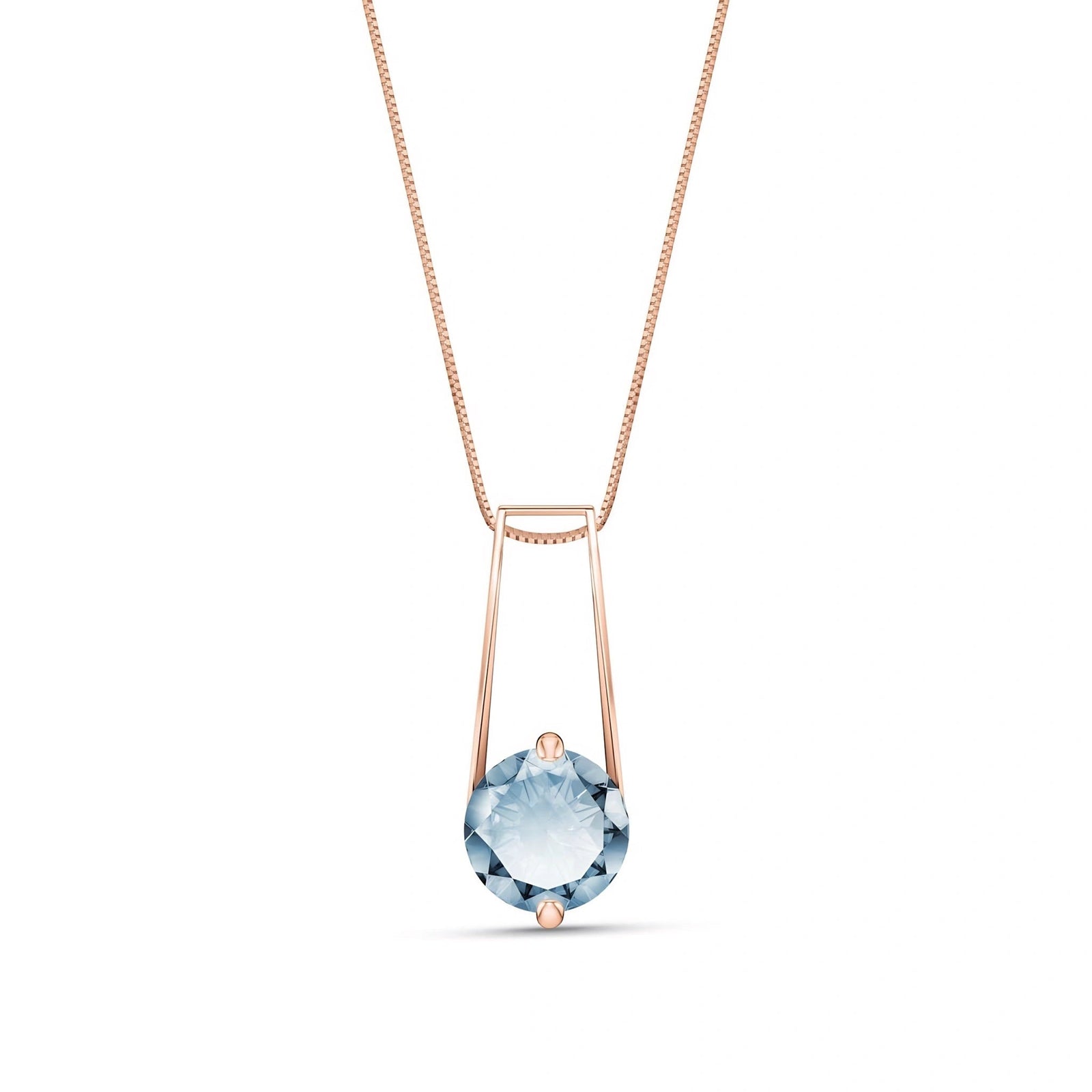 Rose Gold Bloom Necklace Aquamarine 10K — Bruna
