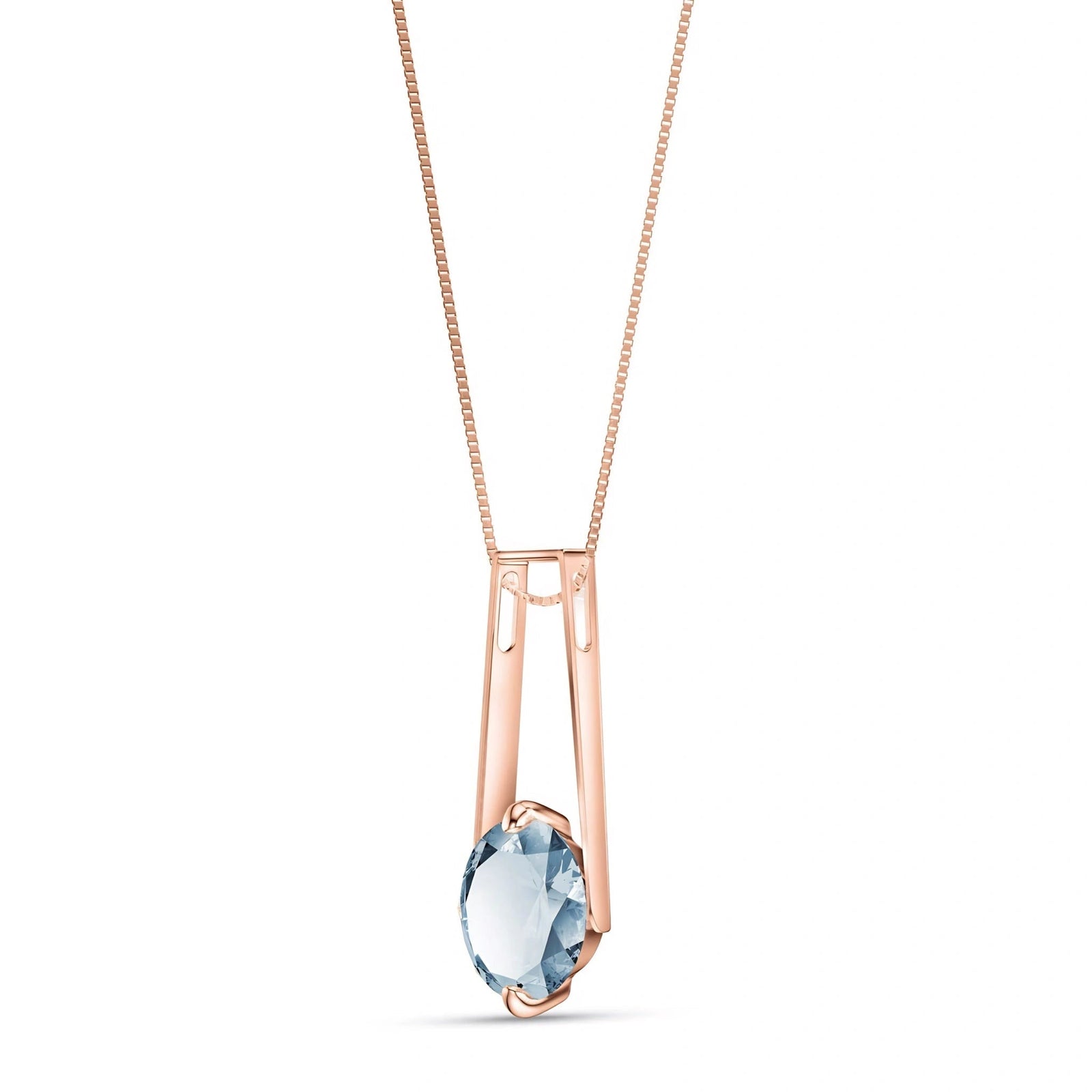 Rose Gold Bloom Necklace Aquamarine 10K — Bruna