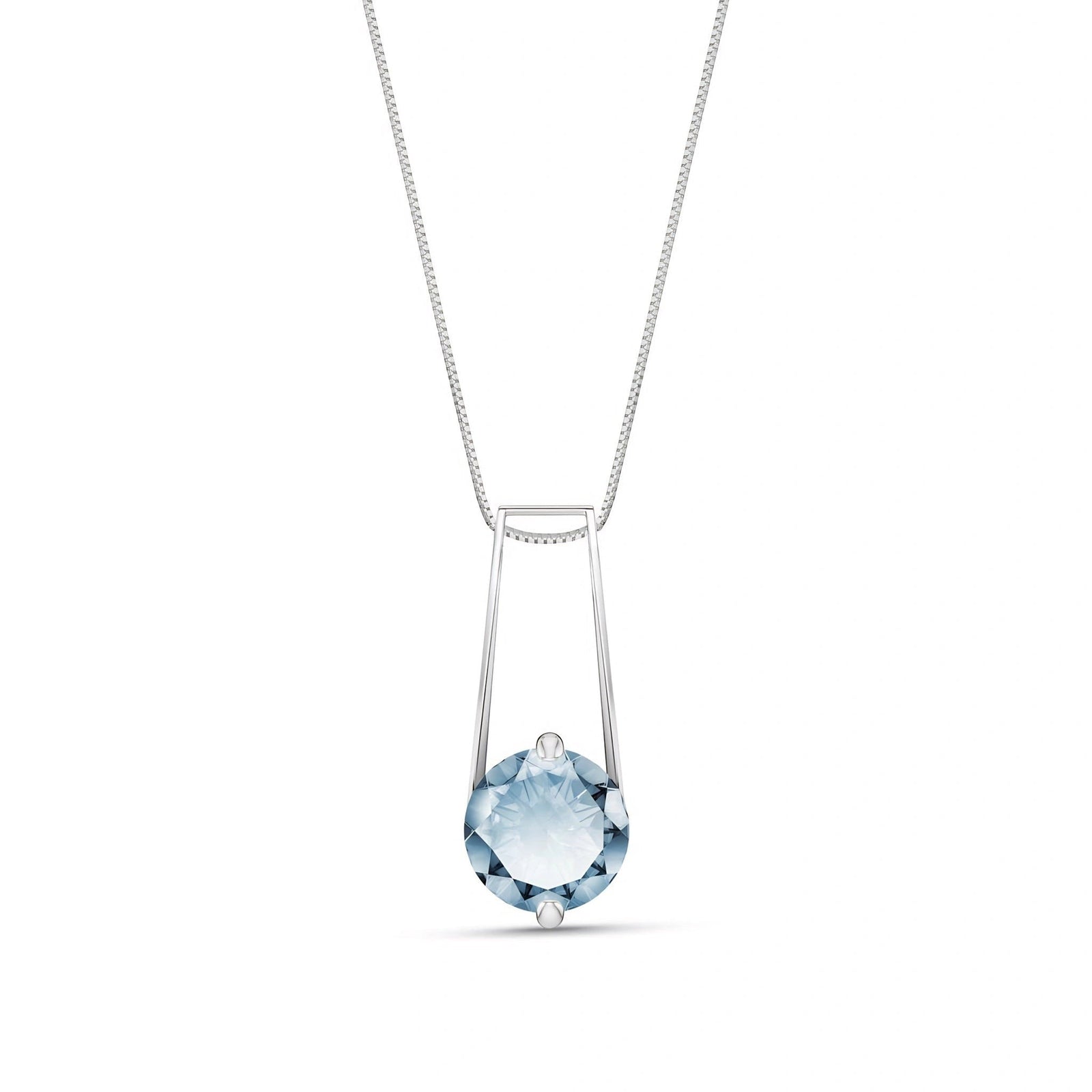 White Gold Bloom Necklace Aquamarine 10K — Bruna