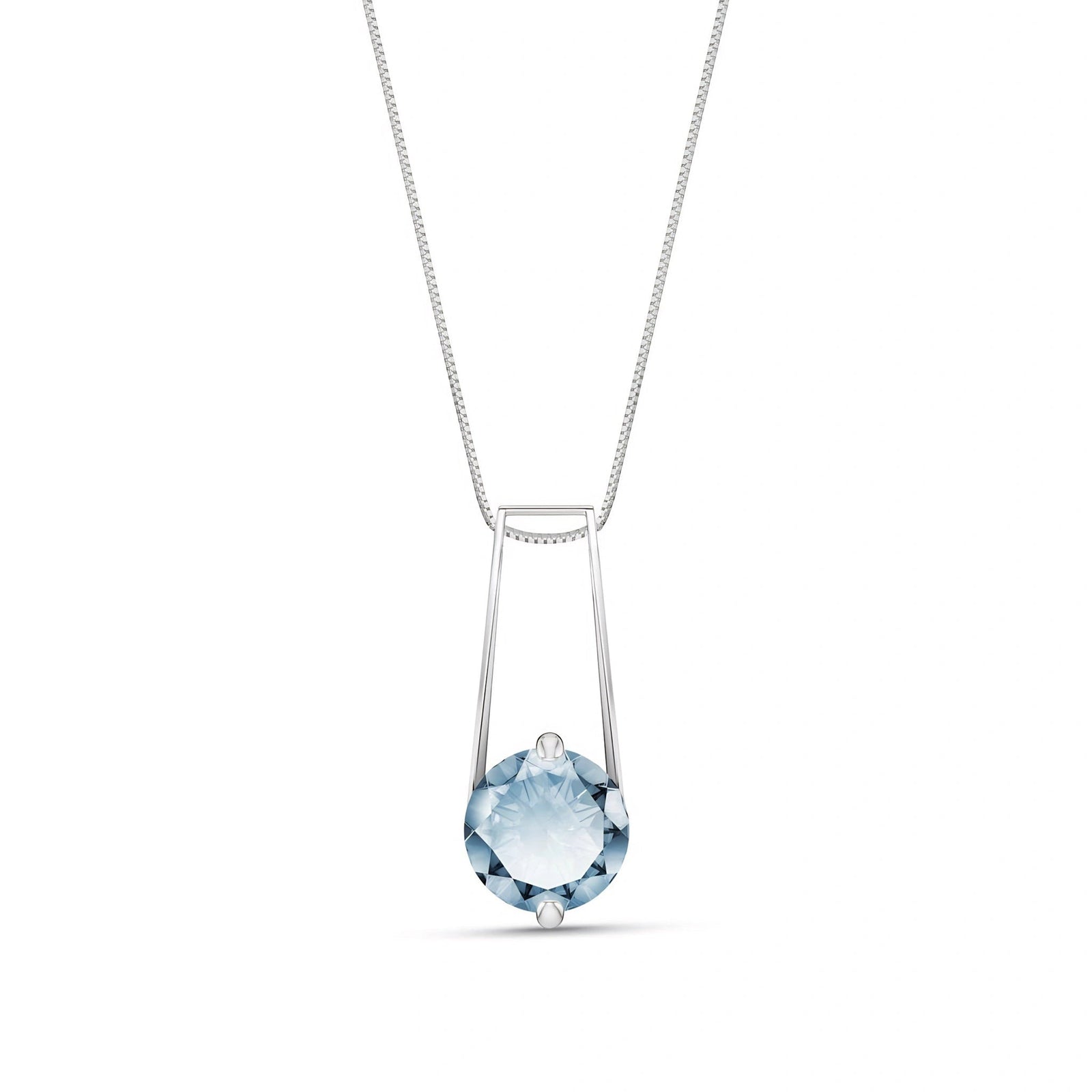 White Gold Bloom Necklace Aquamarine 10K — Bruna