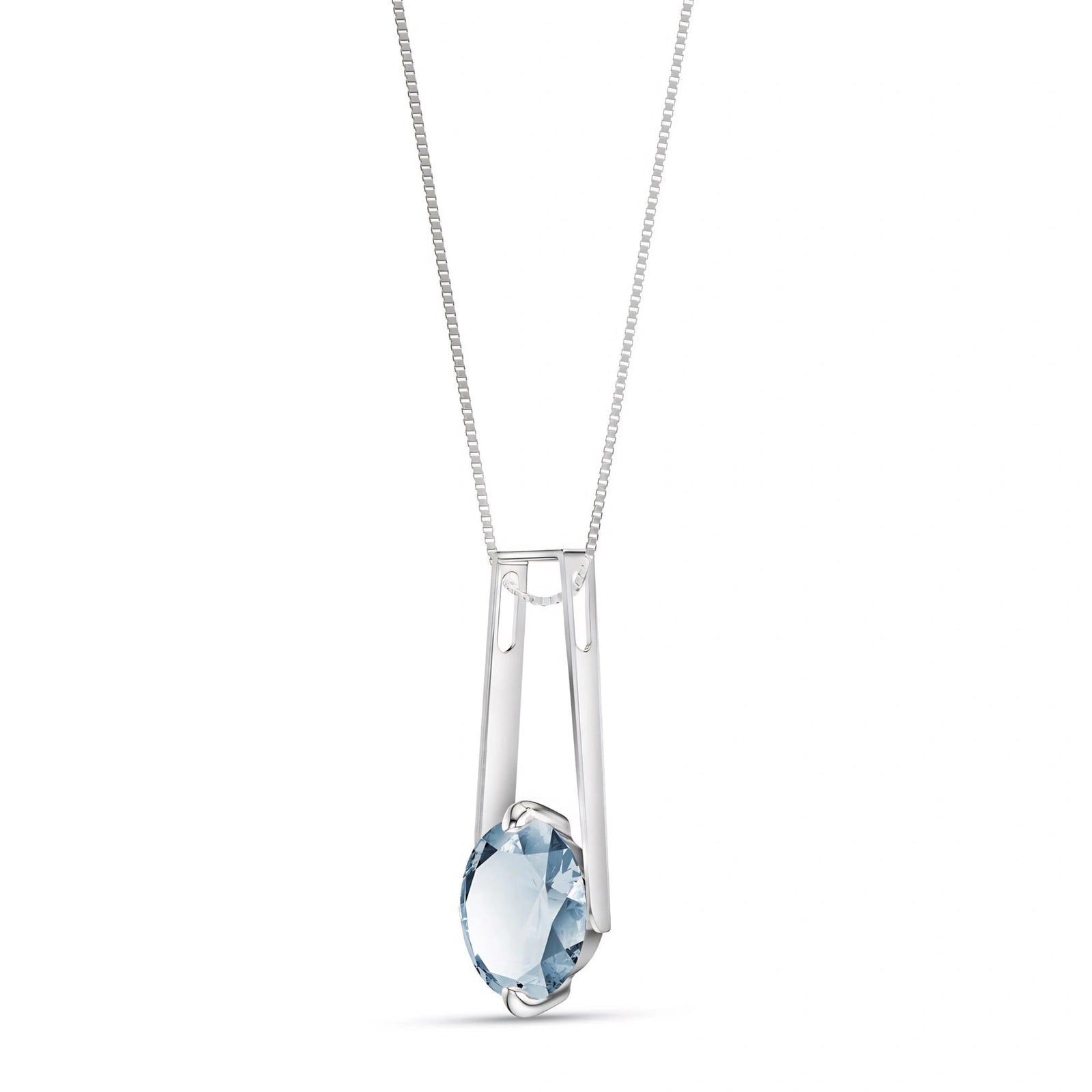 White Gold Bloom Necklace Aquamarine 10K — Bruna